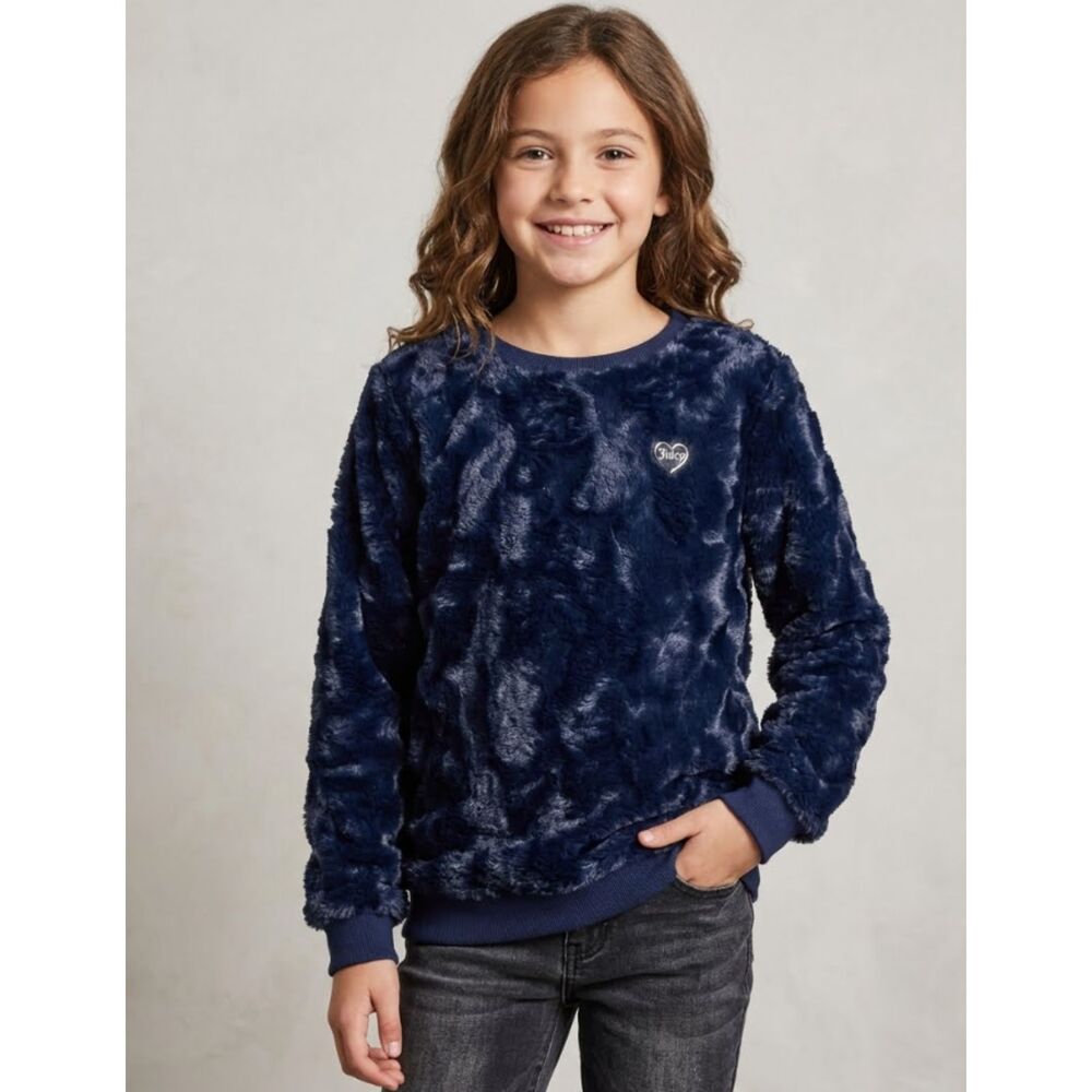 New Juicy Couture Velour Faux Fur Sweater Girl's Size 8-10 Youth
